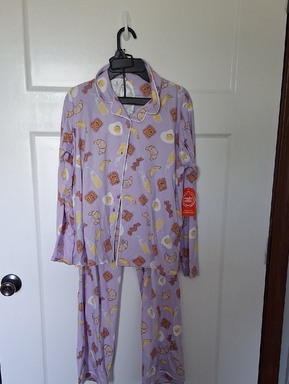 Wonder nation Girls XXL (18) Lavender Breakfast-Print Pajama Set